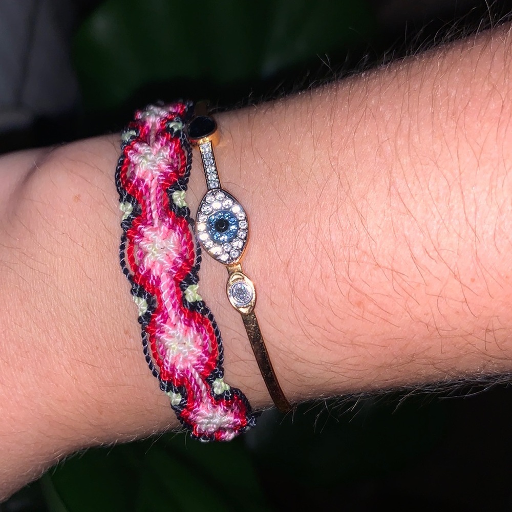 Braided Pink Yellow Black Cozumel Friendship Bracelet 💗